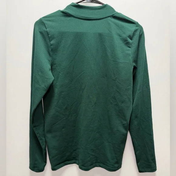 EUC Athleta Ribbed Long Sleeve Mock Neck Top | Emerald Green Size Large - Picture 5 of 5